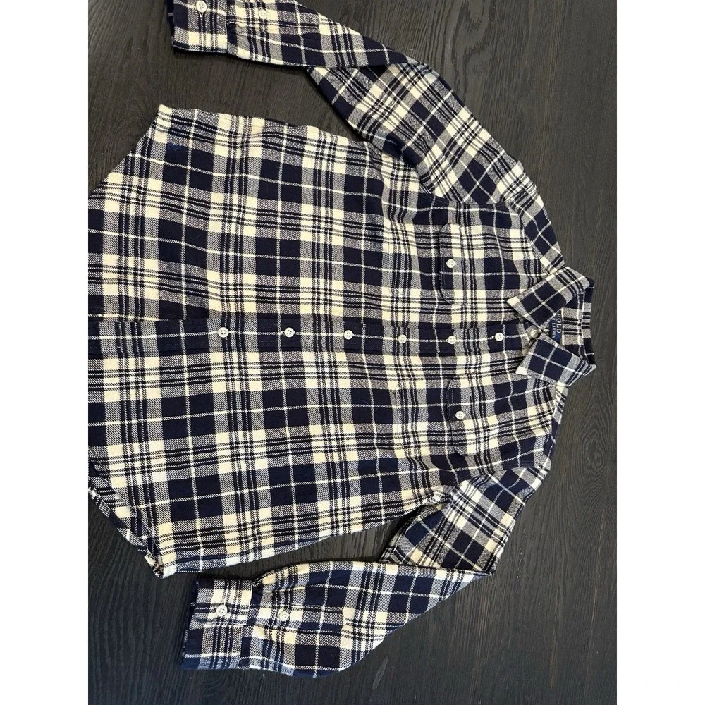 Polo Ralph Lauren Button Up‎ Shirt Boys Size 12 Long Sleeve Blue Plaid